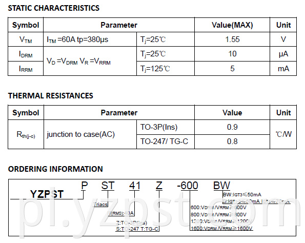 Inductotherm transistor Triac 1200v 40a YZPST41-1200BW